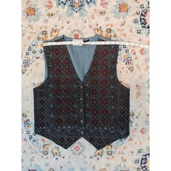 *3 for $12*‎ Silver Stream 100% Cotton Geometric Print Vest - Small - Picture 4 of 8